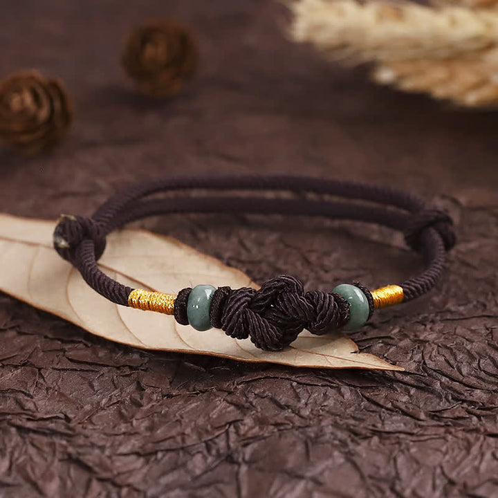 Bracelet tressé pour couple avec cordon rouge en jade et Buddha Stones