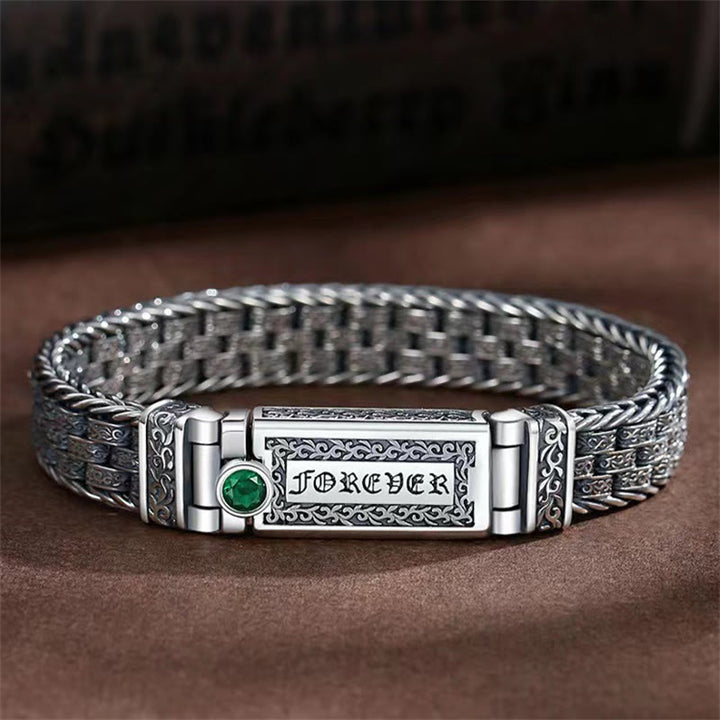 Bracelet tibétain en cuivre avec Buddha Stones Om Mani Padme Hum et motif floral de la dynastie Tang