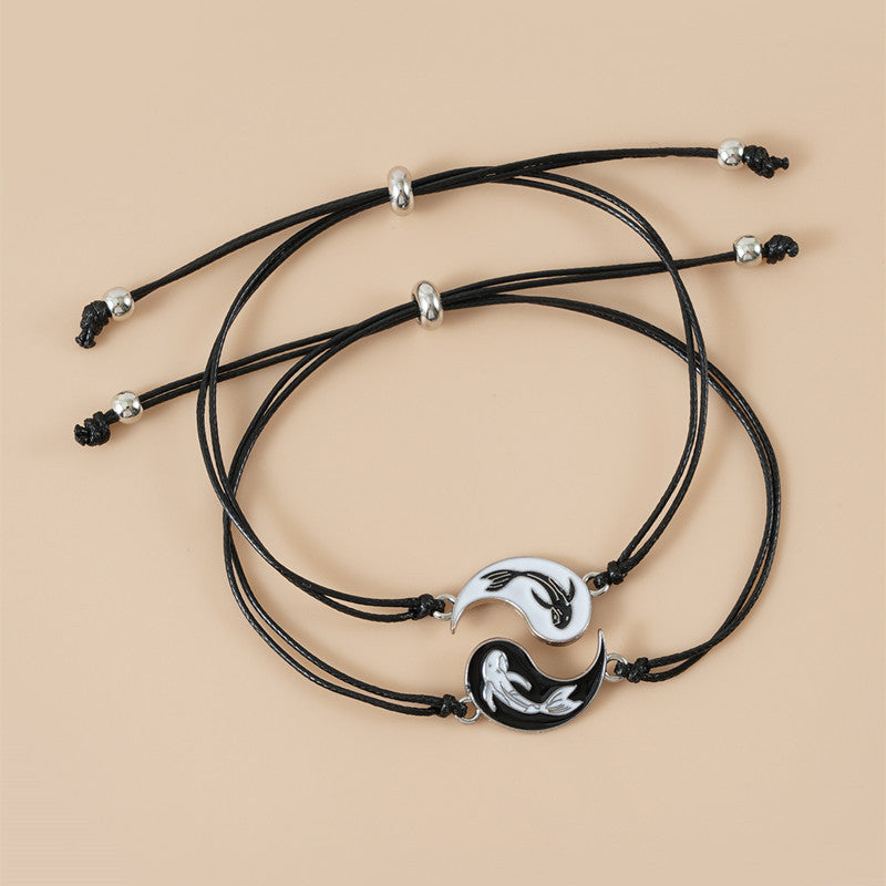 Bracelet couple Yin Yang Hématite Buddha Stones 2 pièces