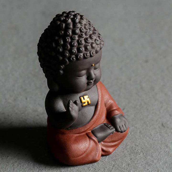 Buddha Stones Petit Bouddha Sérénité Argile violette Décoration de bureau à domicile - image 3