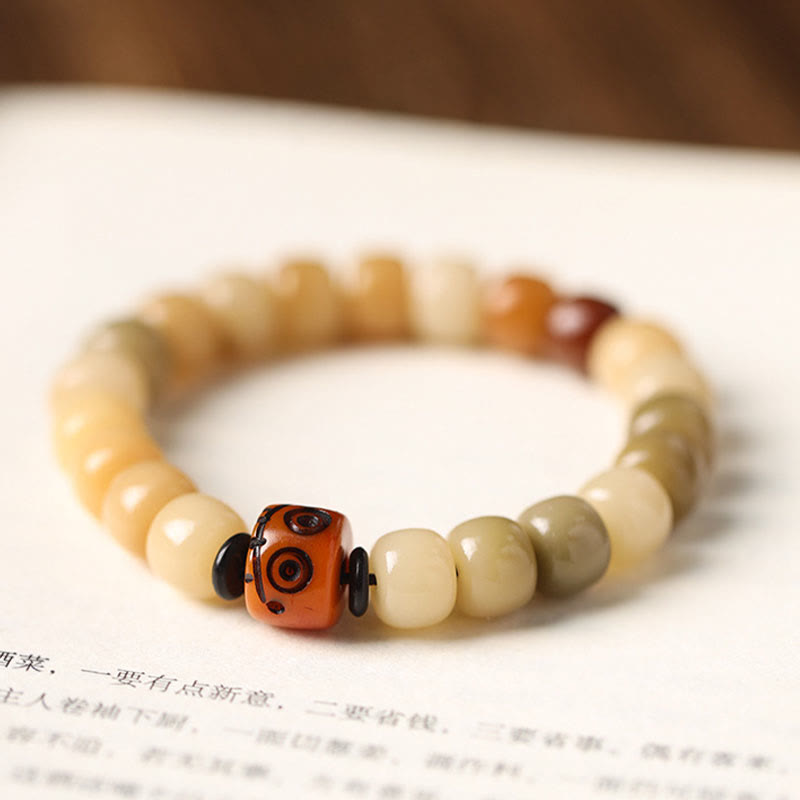 Buddha Stones Graine de Bodhi Naturelle Le Seigneur de la Forêt des Cadavres Bracelet de Sagesse Om Mani Padme Hum
