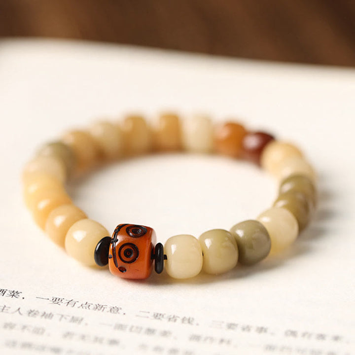 Buddha Stones Graine de Bodhi Naturelle Le Seigneur de la Forêt des Cadavres Bracelet de Sagesse Om Mani Padme Hum