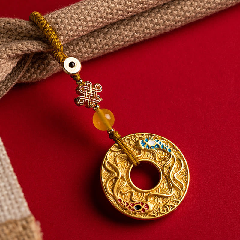 Porte-clés Buddha Stones Double Koi Fish Peace Buckle Wealth Luck