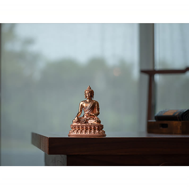 Statue de Bouddha de la sérénité de Gautama Shakyamuni en cuivre, décoration de la maison