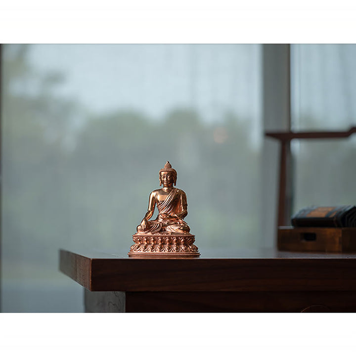 Statue de Bouddha de la sérénité de Gautama Shakyamuni en cuivre, décoration de la maison