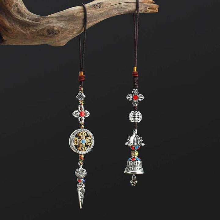 Décoration suspendue de voiture spirituelle du Tibet Om Mani Padme Hum Vajra Dorje