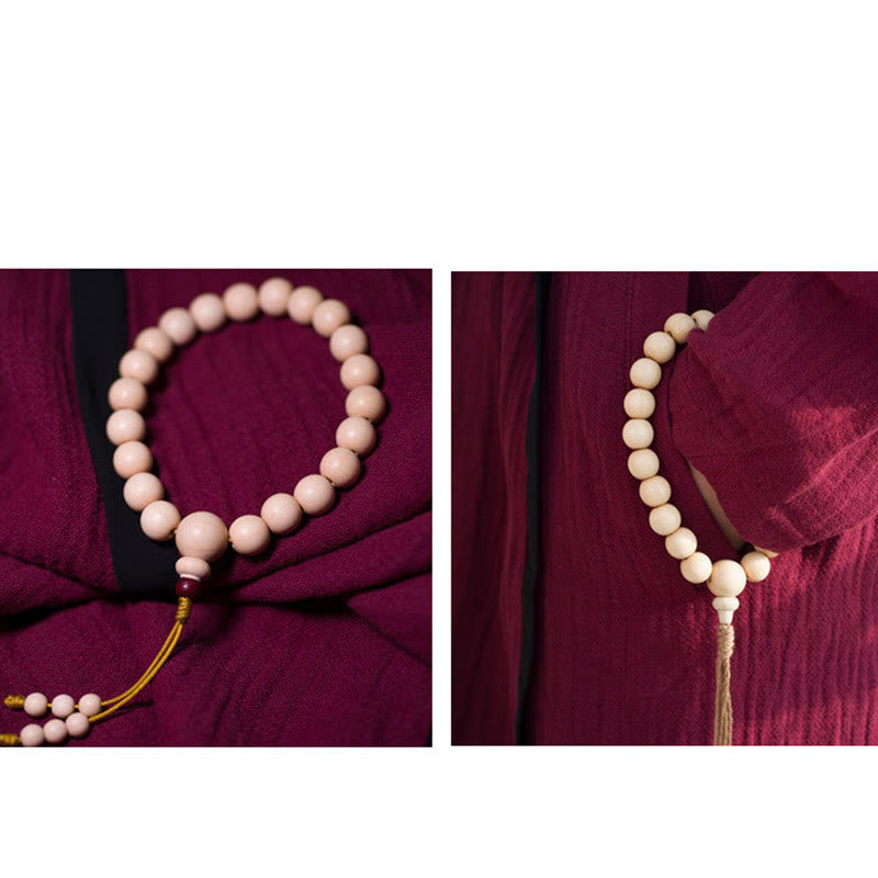 Bracelet Mala en bois d'Abelia Biflora naturel Buddha Stones et bénédiction