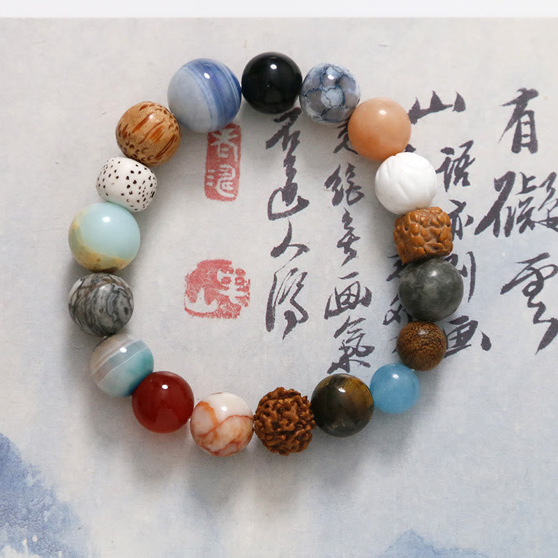 Bracelet en pierre de cristal de graine de Bodhi naturelle en agate de Buddha Stones pour éloigner les mauvais esprits