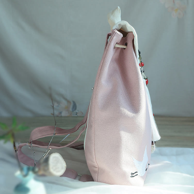 Sac à dos en toile de grande capacité brodé à la main avec Buddha Stones