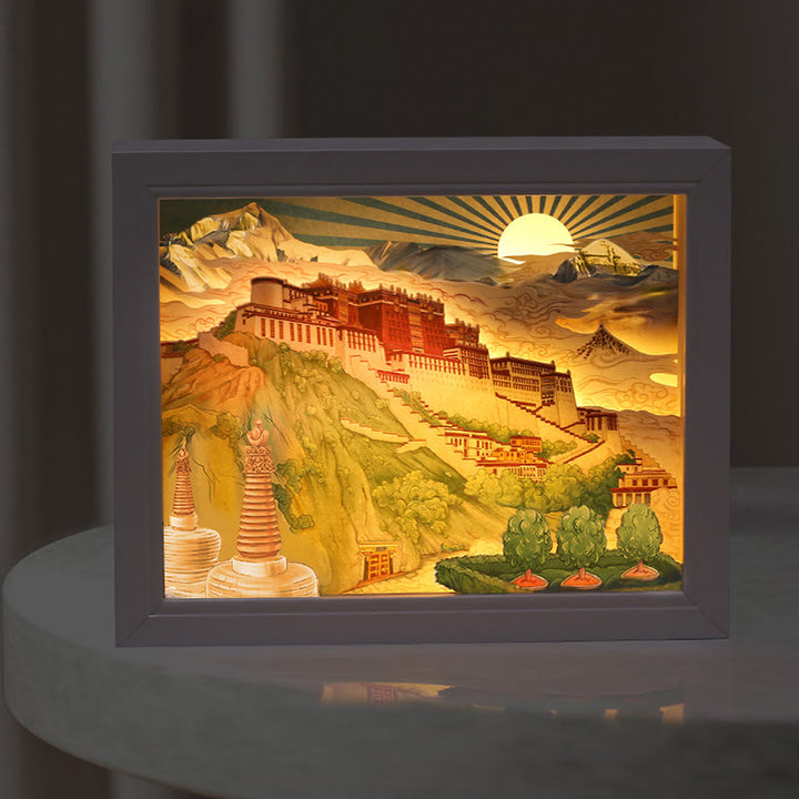 Lampe de table LED en papier sculptée au Tibet Potala Palace