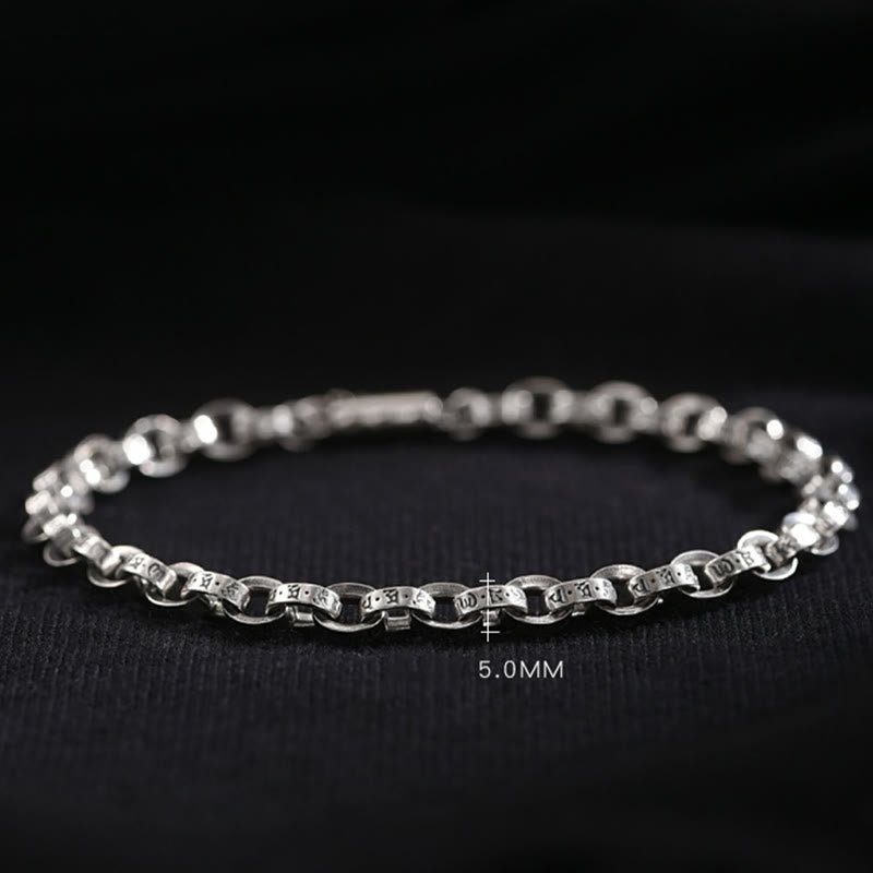 Bracelet en métal créatif sculpté Buddha Stones en argent sterling 925 Om Mani Padme Hum