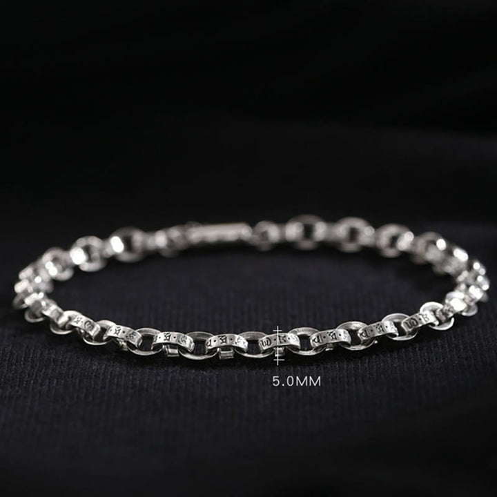 Bracelet en métal créatif sculpté Buddha Stones en argent sterling 925 Om Mani Padme Hum