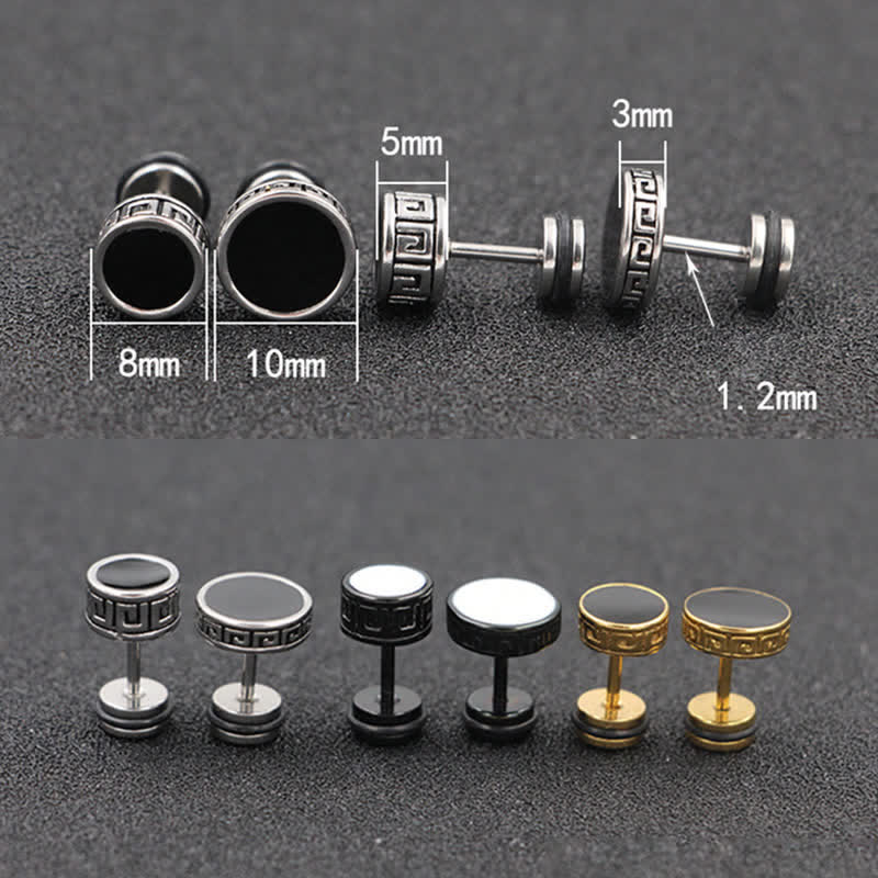 Boucles d'oreilles à tige rondes en acier titane pour hommes cool Buddha Stones - image 14