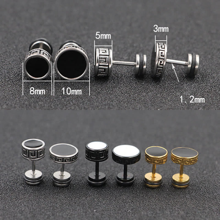Boucles d'oreilles à tige rondes en acier titane pour hommes cool Buddha Stones - image 14