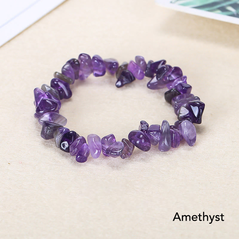 Bracelet apaisant et chaleureux en pierre de cristal de forme irrégulière naturelle - Améthyste (Tour de poignet : 15-16 cm) - image 11