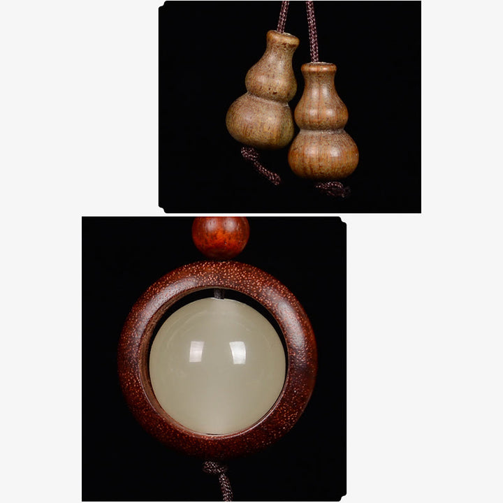 Porte-clés porte-bonheur lumineux en Buddha Stones en bois de santal rouge et bois d'ébène en bois de santal vert