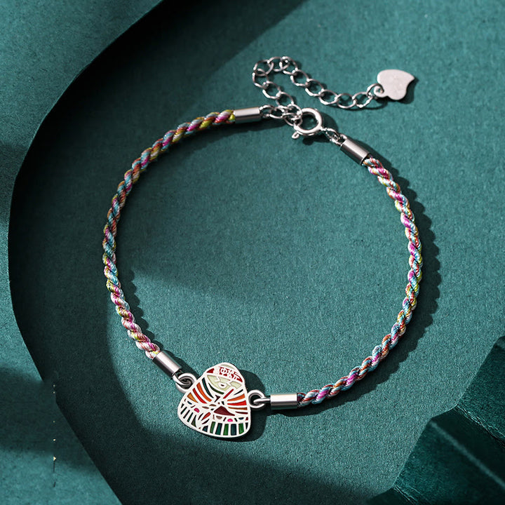 Bracelet artisanal multicolore en argent sterling 925 Buddha Stones et motif Zongzi