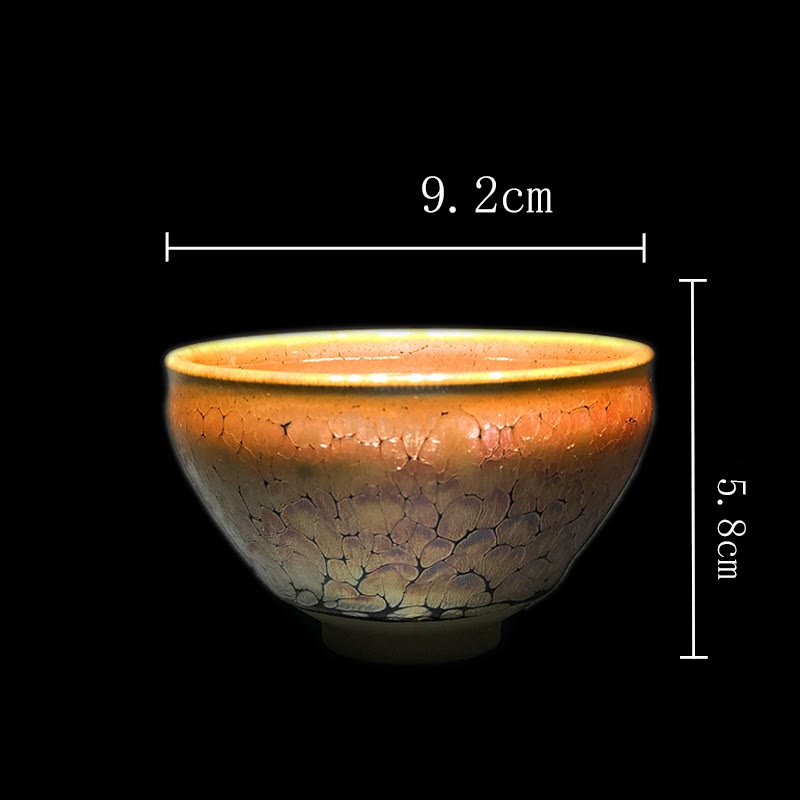 Tasse à thé en céramique chinoise Jianzhan avec motif de taches dorées et Buddha Stones , tasse à thé Kung Fu avec boîte cadeau
