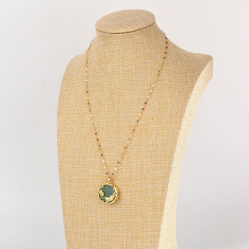 Collier pendentif porte-bonheur en jade naturel avec Buddha Stones et poisson Koi et lotus - image 4