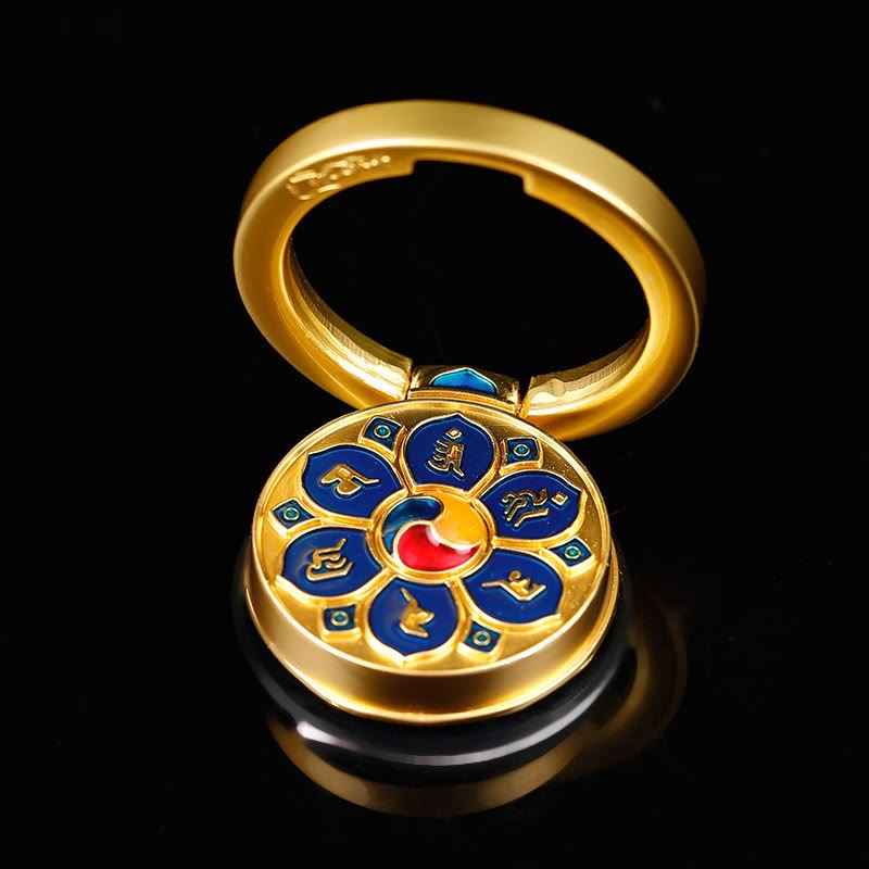 Support de téléphone tibétain Om Mani Padme Hum Peace Ring Support de téléphone universel Décorations - Mantra bleu à six caractères - image 27