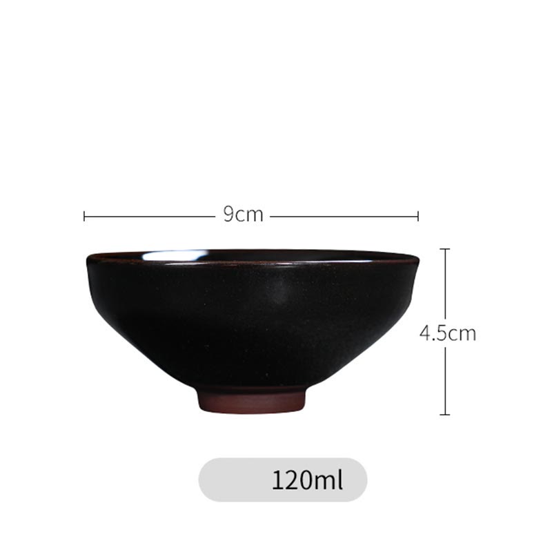 Tasse à thé en céramique chinoise Jianzhan avec feuilles d'érable dorées et Buddha Stones