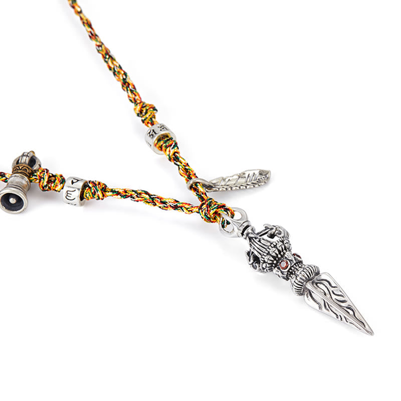 Collier pendentif en argent sterling 925 fait à la main avec Buddha Stones Dorje Vajra Om Mani Padme Hum Feather Strength - image 10