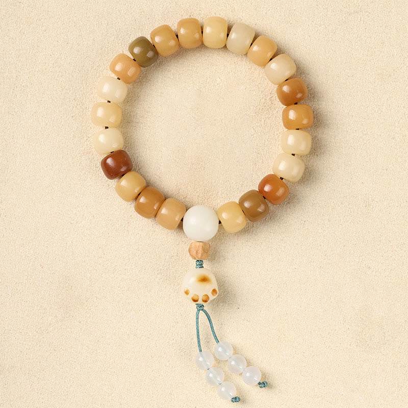 Buddha Stones Graine de Bodhi Naturelle Le Seigneur de la Forêt des Cadavres Bracelet de Sagesse Om Mani Padme Hum