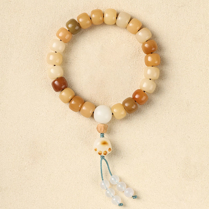 Buddha Stones Graine de Bodhi Naturelle Le Seigneur de la Forêt des Cadavres Bracelet de Sagesse Om Mani Padme Hum