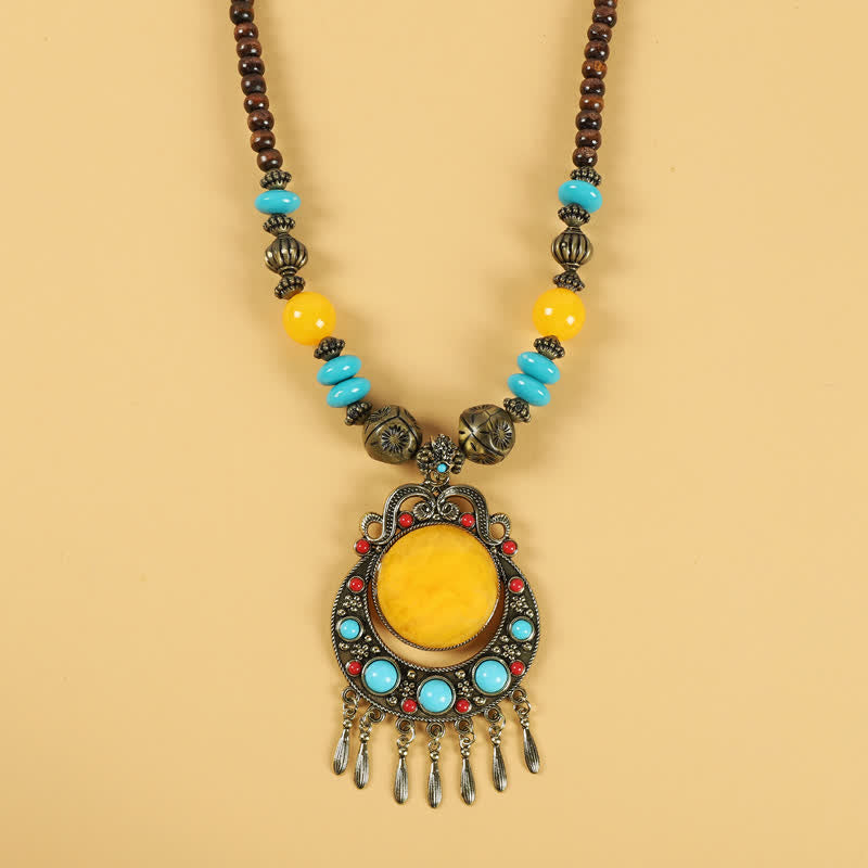 Accessoires pour cheveux avec pompons en perles rétro tibétaines - Pompon jaune - image 9