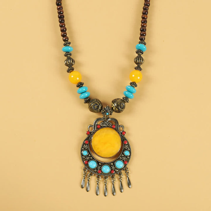 Accessoires pour cheveux avec pompons en perles rétro tibétaines - Pompon jaune - image 9