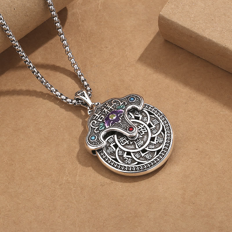 Collier pendentif en cuivre avec Buddha Stones et fleur de pivoine