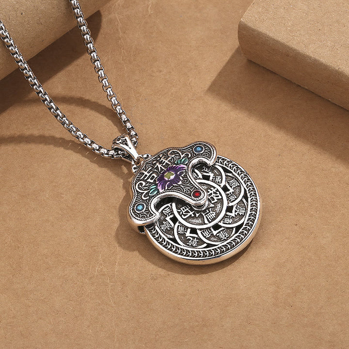 Collier pendentif en cuivre avec Buddha Stones et fleur de pivoine