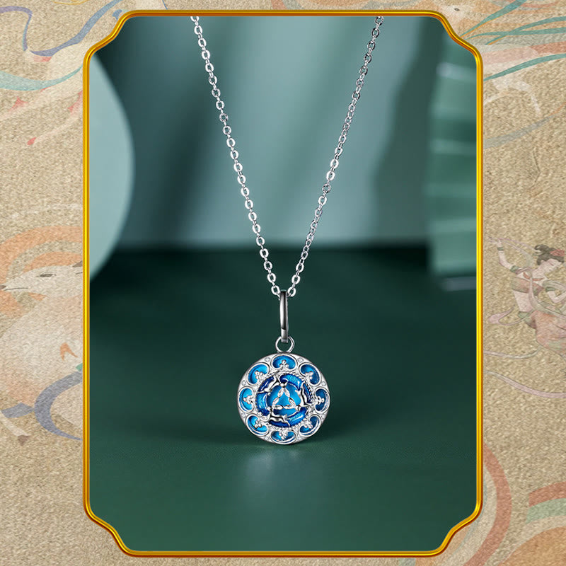 Collier pendentif en argent sterling 925 avec trois lapins en turquoise ronde de Buddha Stones