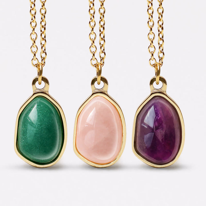 Buddha Stones pendentif bénédiction en aventurine verte naturelle, améthyste, quartz rose