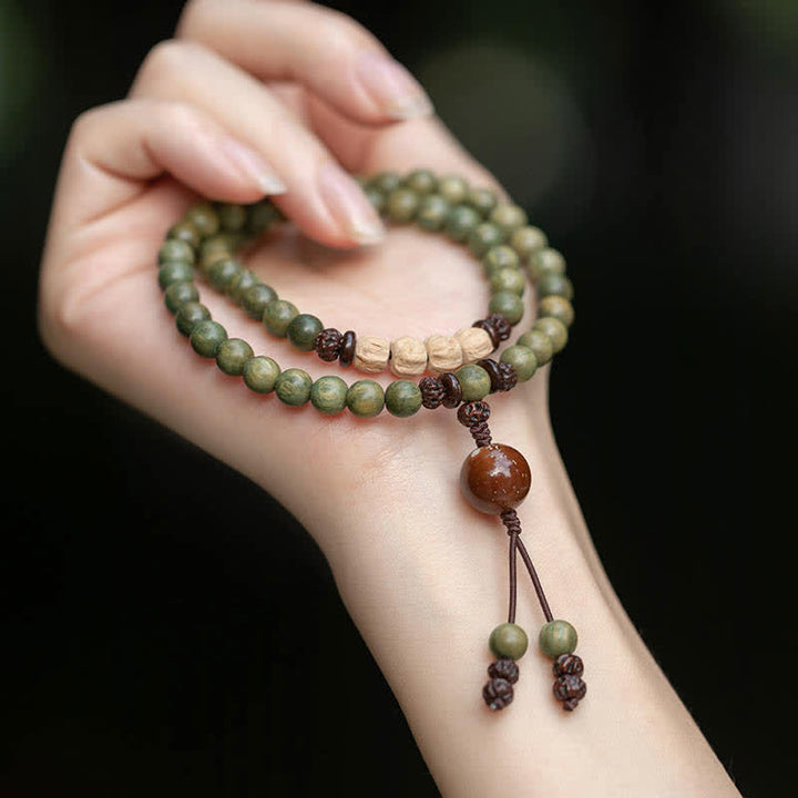 Bracelet de paix positive en bois de santal vert