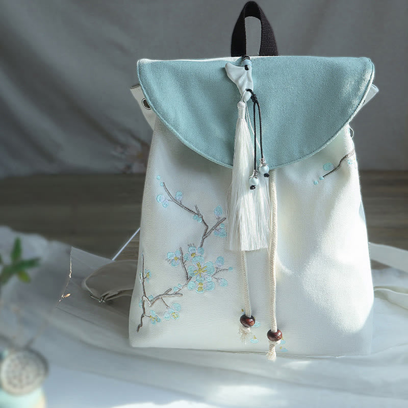Sac à dos en toile de grande capacité brodé à la main avec Buddha Stones