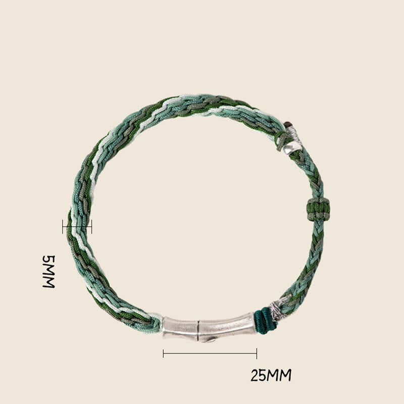 Bracelet en argent sterling 925 avec cordon de protection et nœud de réincarnation en bambou