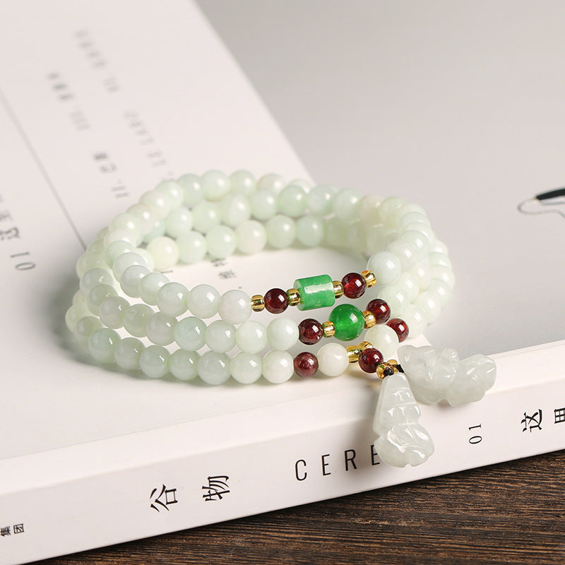 Bracelet d'abondance en calebasse Pixiu en jade naturel et Buddha Stones - 2 - image 2