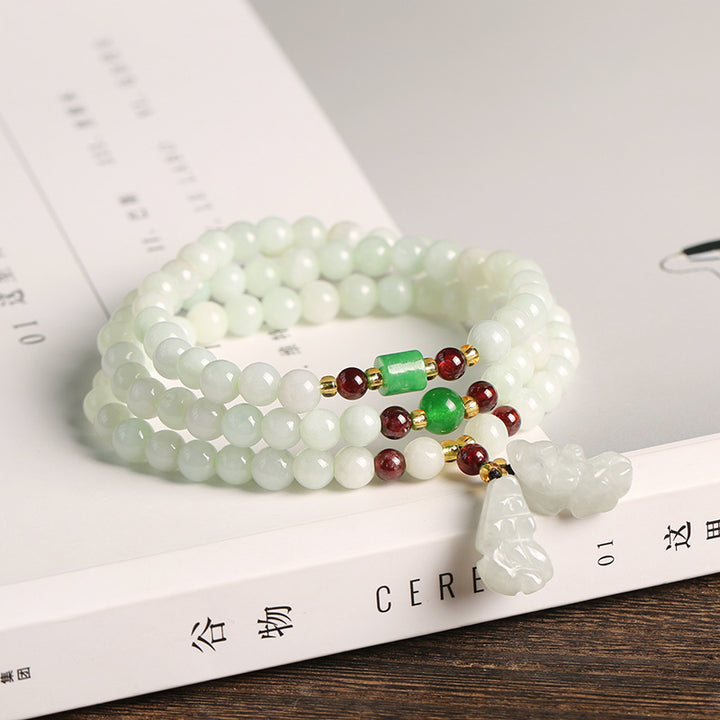 Bracelet d'abondance en calebasse Pixiu en jade naturel et Buddha Stones - 2 - image 2