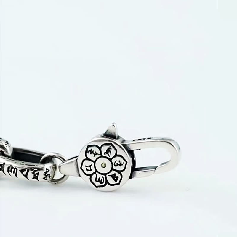 Bracelet de sagesse gravé en cuivre double Dorje Buddha Stones Om Mani Padme Hum