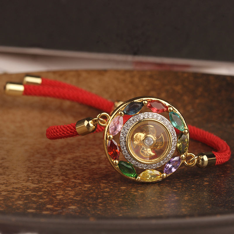 Collier pendentif en Buddha Stones colorées en cuivre et zircon pour la richesse et la chance