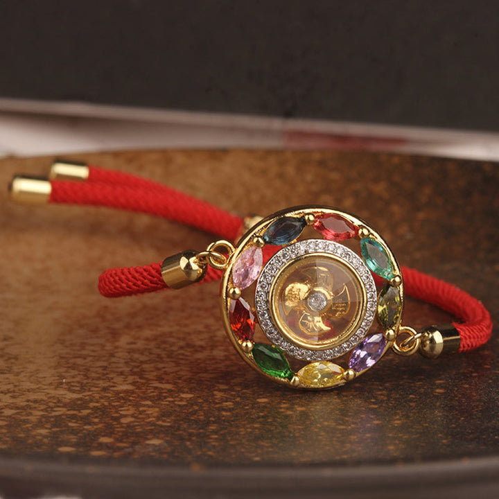 Collier pendentif en Buddha Stones colorées en cuivre et zircon pour la richesse et la chance