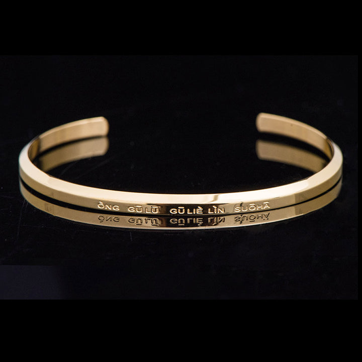 Bracelet de protection et de bénédiction en acier titane gravé avec six mots vrais de Buddha Stones