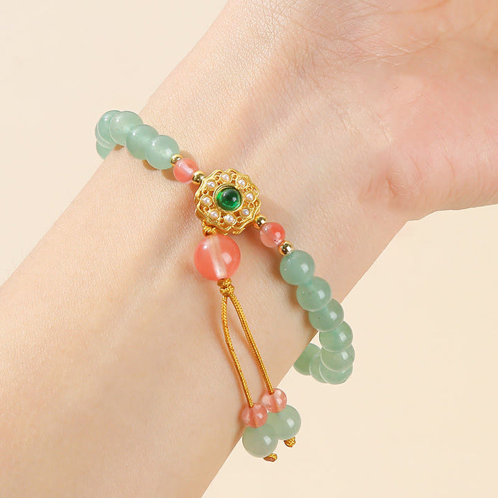 Buddha Stones Bracelet de perles de chance en Aventurine Verte