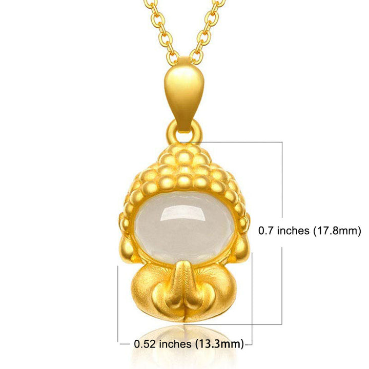 Collier avec pendentif Bouddha en jade blanc et succès - image 2
