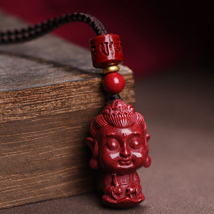 Buddha Stones Zodiaque chinois Bouddha natal Amulette en cinabre naturel Collier pendentif éloignant les mauvais esprits
