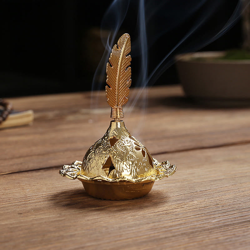 Brûleur d'encens en alliage de métal mini en forme d'étoile en forme de gourde dorée