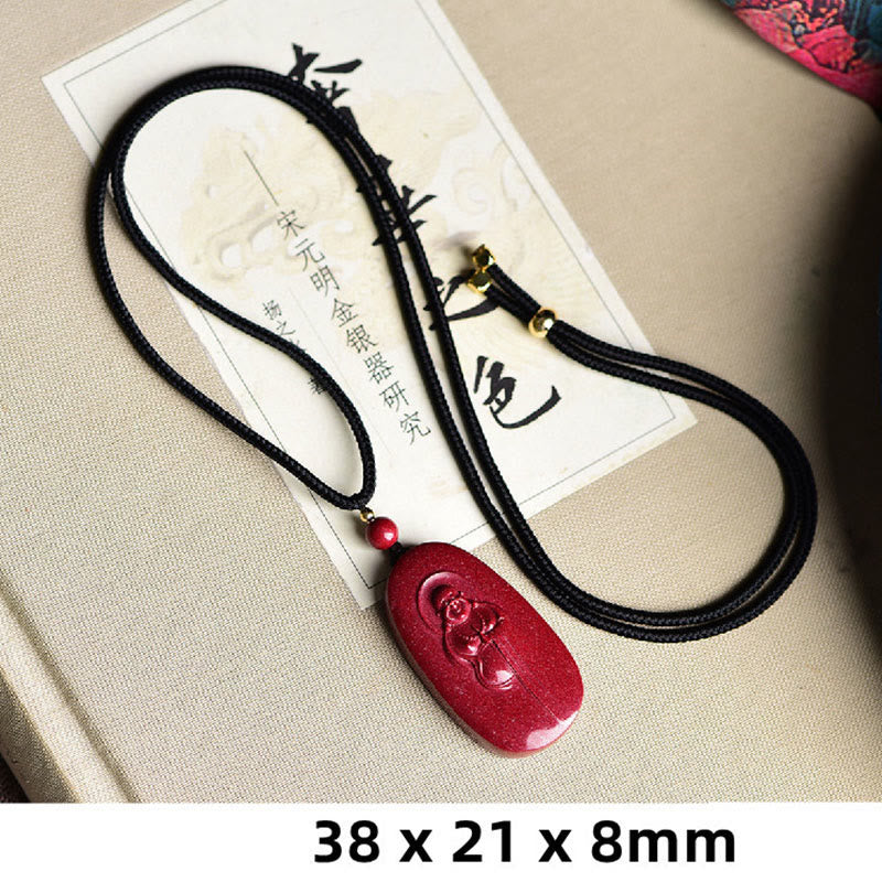 Collier pendentif en Buddha Stones rieur Yin Yang zodiaque chinois gourde cinabre naturel bénédiction - image 6