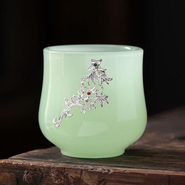 Tasse à thé en céramique Buddha Stones Lotus Dragon Phoenix Flower
