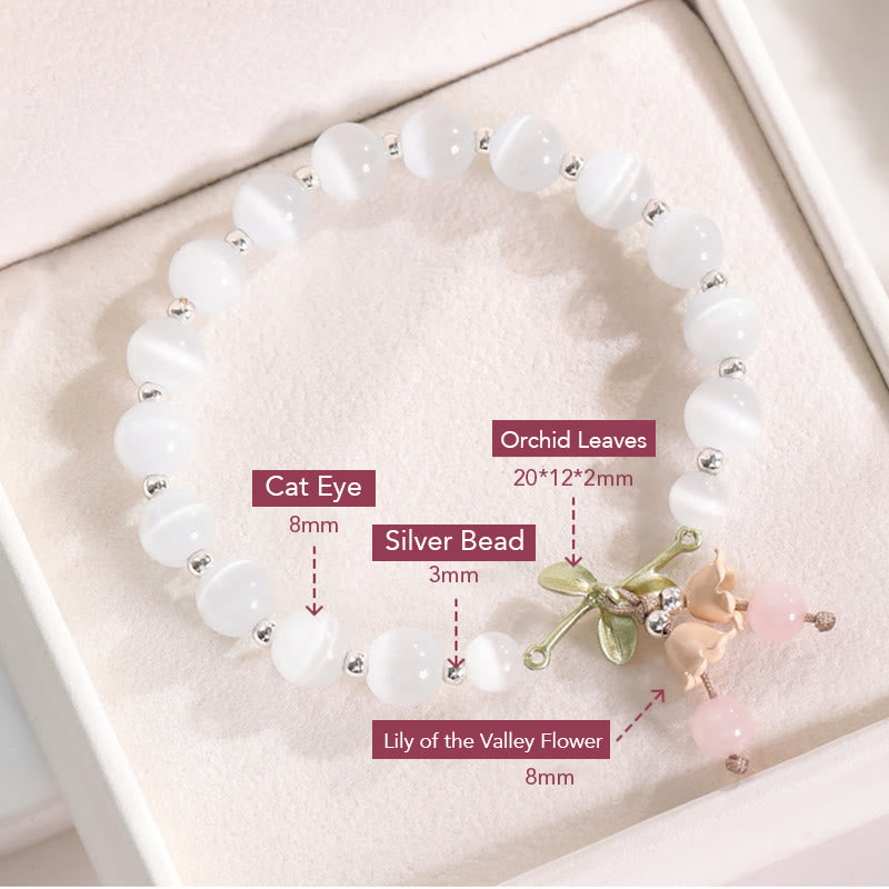 Bracelet à breloques Buddha Stones de chat en aventurine verte et calcédoine bleue en cristal rose et orchidée de la paix - image 5